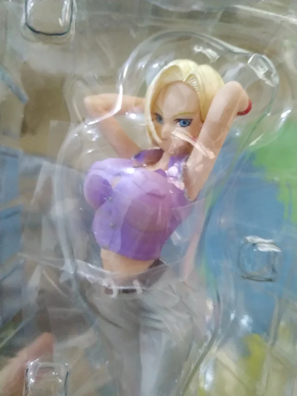 Anime Dragon Ball Super Saiyan Android 18 Denim Wear Standing Posture Statue PVC Action Figure Collectible Model Toy Boxed