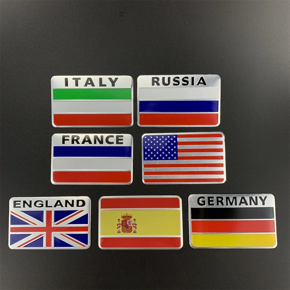 Aluminum Sticker National Flag USA Russia France Germany Italy UK Spain UAE Australia Korea Canada Malaysia Japan Thailand China