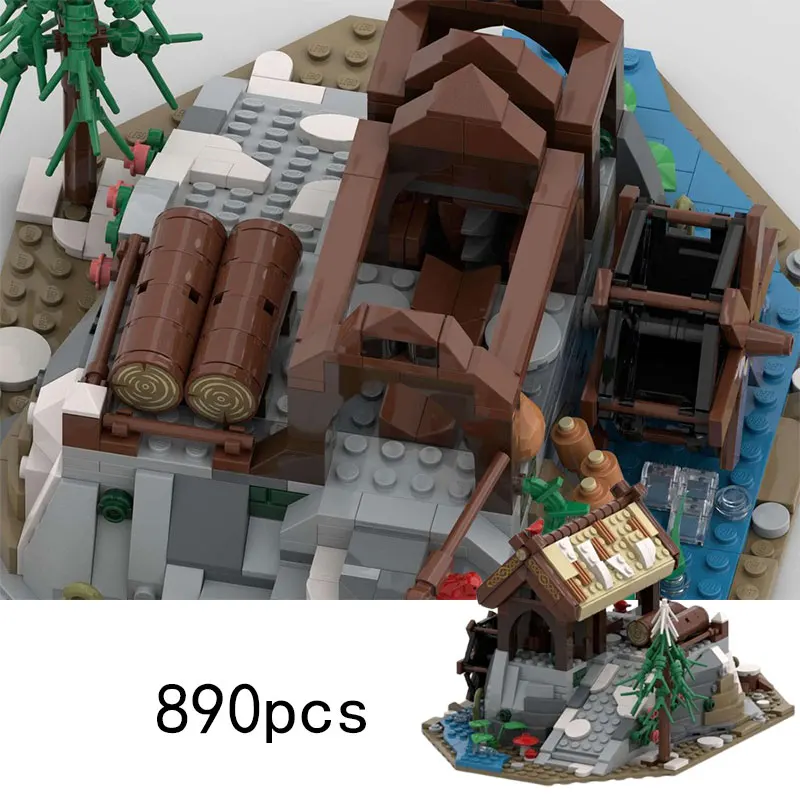

MOC-192851 890 шт., сборка мелких частиц, строительные блоки, здание викингов, модель дома Sawmill, игрушка