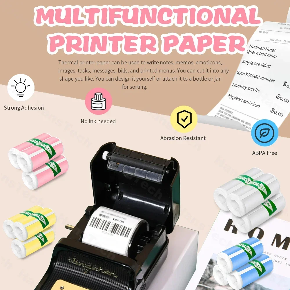 Thermal Label Stickers for Mini Portable Thermal Printer, High-Quality Printing Consumables, Compatible with 57mm Thermal Paper