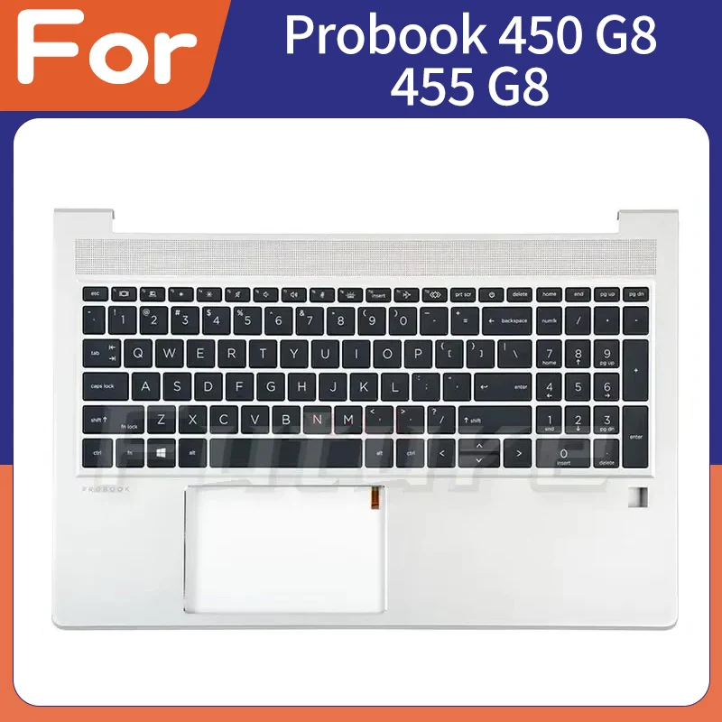 

New Palmrest Case With Backlit Backlight US Keyboard C Cover For HP Probook 450 G8 455 G8 Silver