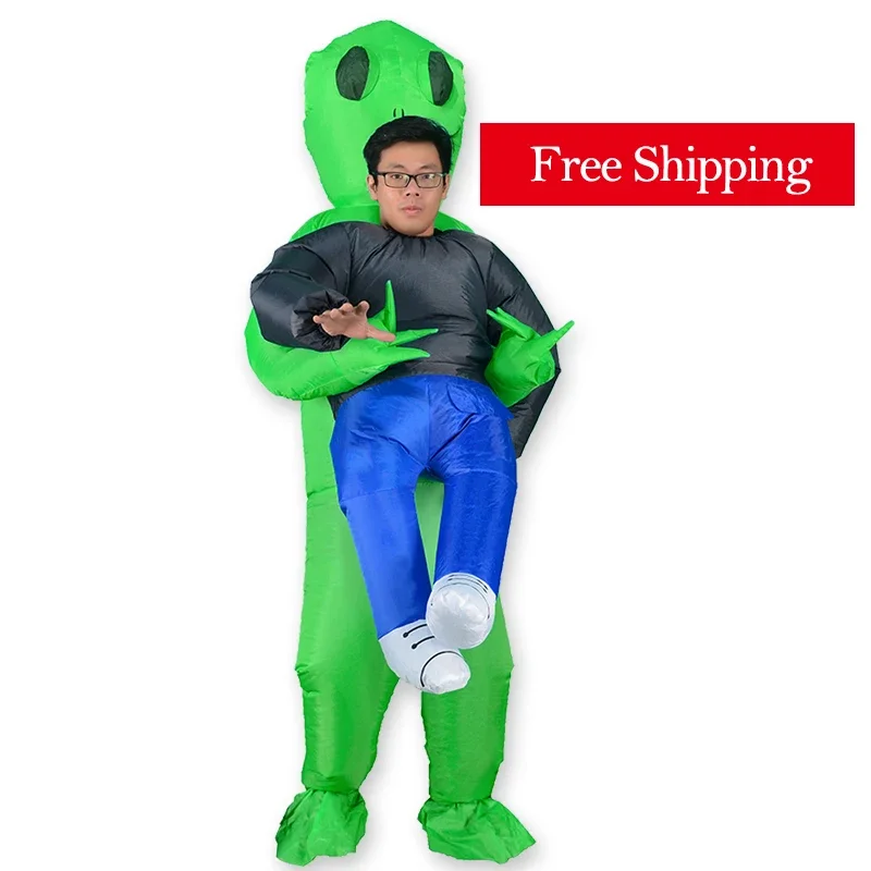 

Alien Inflatable Costume Mascot Green Adult Anime Cosplay For Man Women Halloween Carrying Human