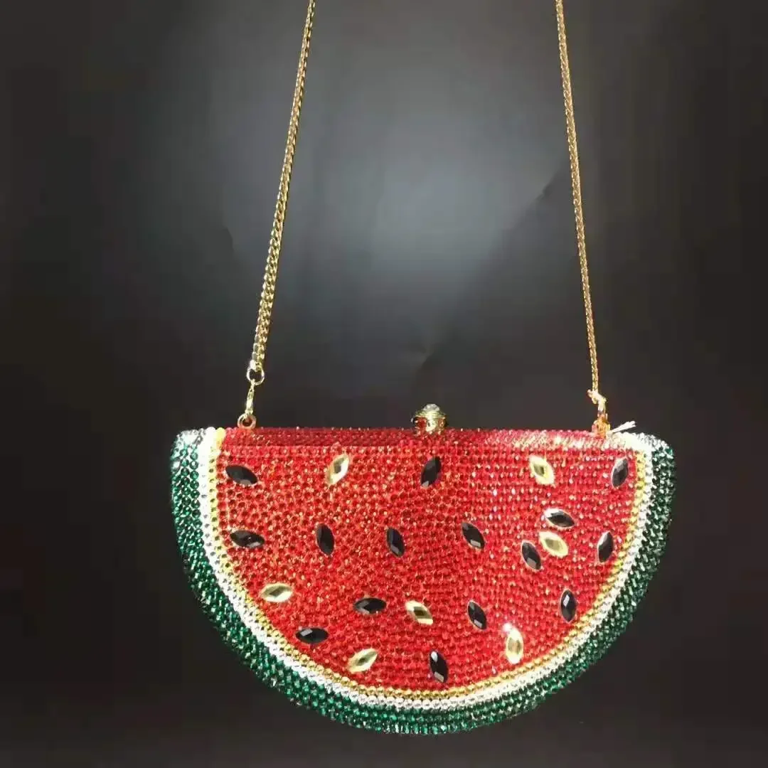 

XIYUAN Watermelon Rhinestone Clutch Bag Women Crystal Evening Bags Wedding Bridal Clutches Handbags Party Dinner Purses Handbag