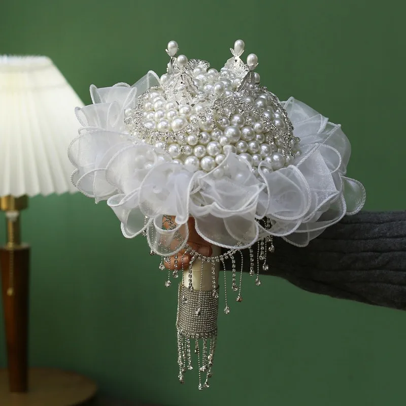 

Scepter Bride Wedding Bouquet Pearl Crystal Diamond Wedding Dress Studio Knot Shooting Material Package Finished Product