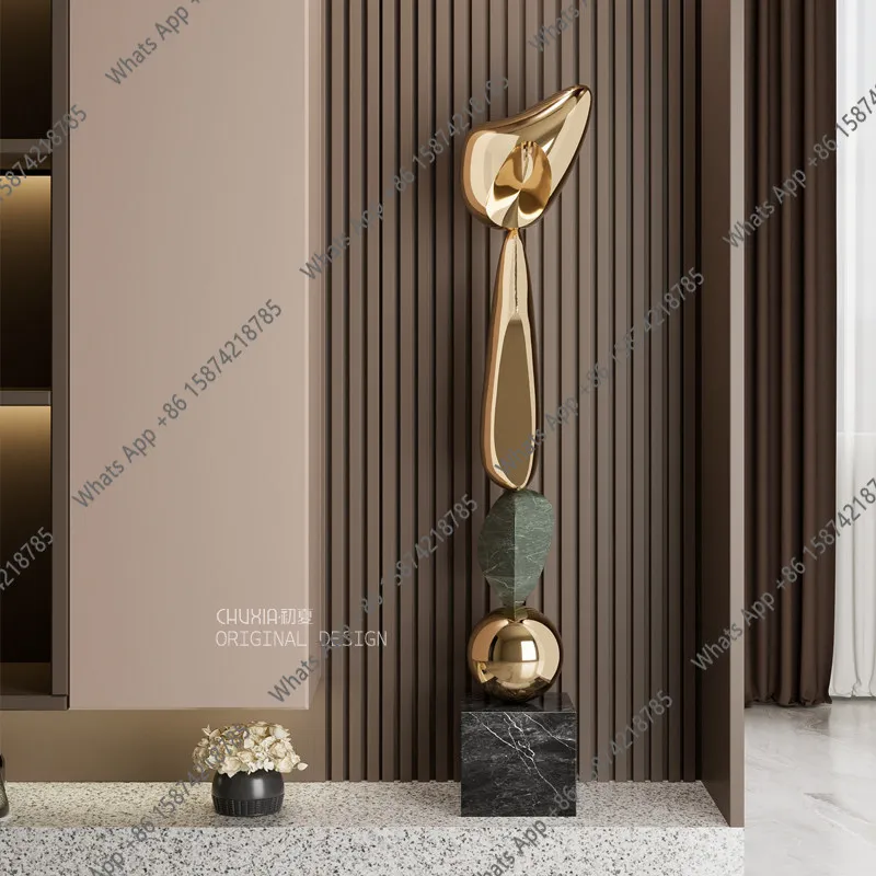 Vb Light Luxury Entrance Niche Slender Vertical High Ornament Art Sculpture High-end Hotel Living Room Floor Decoration