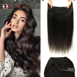 Gaeino Halo Hair Extensions Human Hair Wire Clip In Hair One Piece With Invisible Fish Line Hair Extension For Women 14-28Inch