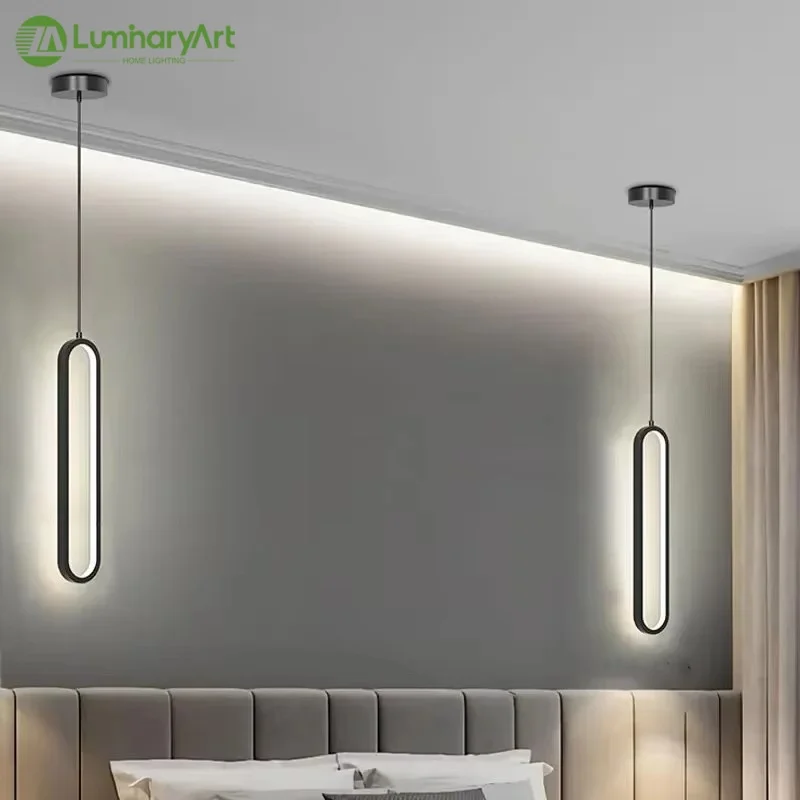 

Modern LED Minimalist Pendant Light Gold Black Home Chandelier Living Room Restaurant Bedroom Bedside Decor Hanging Lamps Lustre