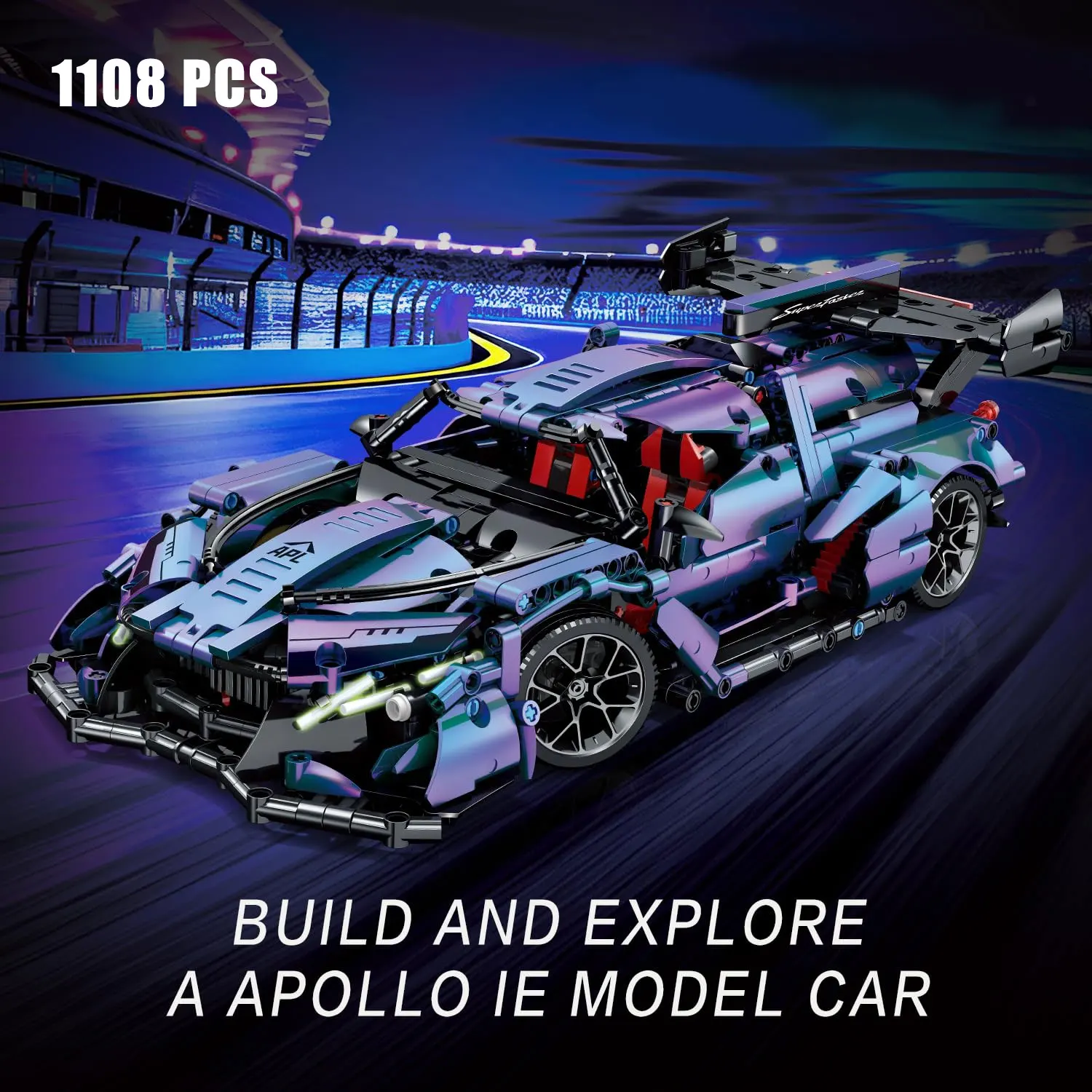 1:14 Technical Racing Sport Car Model Building Blocks 1108pcs Bricks MOC City Vehicle Supercar Adult Toy For Boy Children Gifts