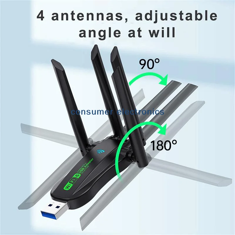 

USB-адаптер Wi-Fi с 4 антеннами, высокоскоростной беспроводной сетевой приемник для настольных ПК и ноутбуков, стабильная передача сигнала, для офиса и домашнего использования