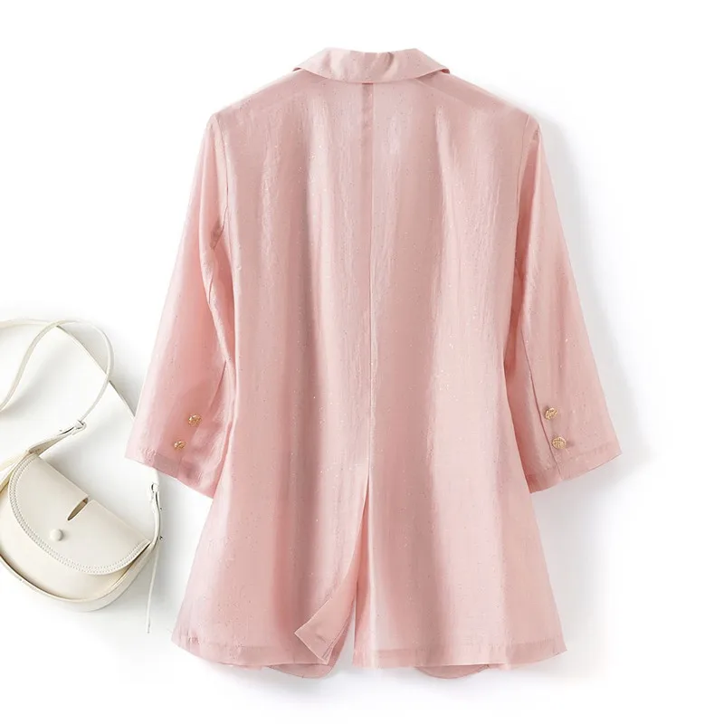 2025 New Suit Coat Women Casual Points Sleeve Sun-Protective Summer Single Breasted Blazer Jacket Female Loose Outerwear W921