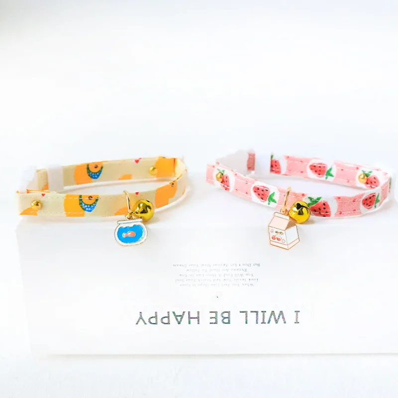 New 11Type Summer New Pet Collars Adjustable Cute Fashion Fruit Pendant Dog Cat Kitten Puppy Print Collar for Small Middle Pet