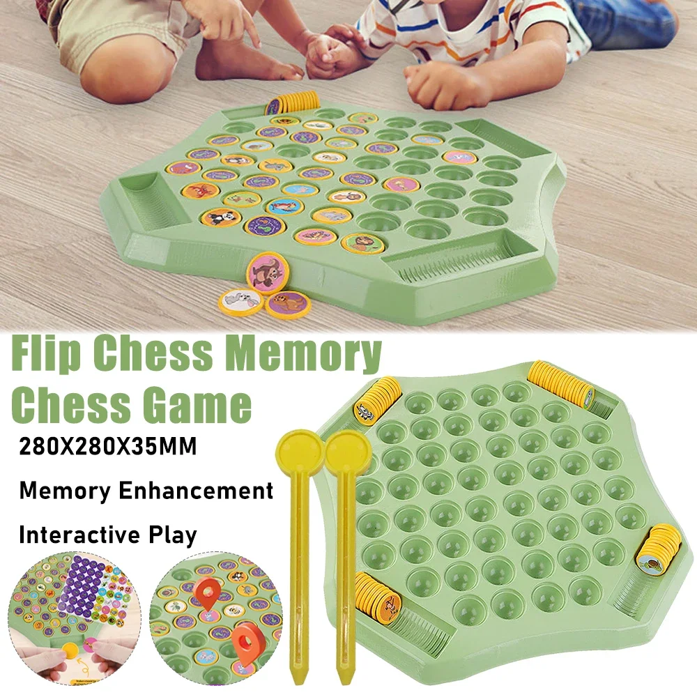 

Flip Chess Memory Board Game Kids Educational Toy Memory Challenge Toys Animal/Fruit Cognitive Memory Game Party Board Games New