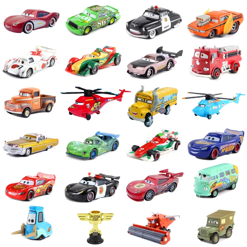 Car 2 Disney Pixar Cars Mini Mater Sheriff Lizzie Guido Luigi Lightning McQueen Ramone King  Alloy Metal Die Cast Toy Gift Kids
