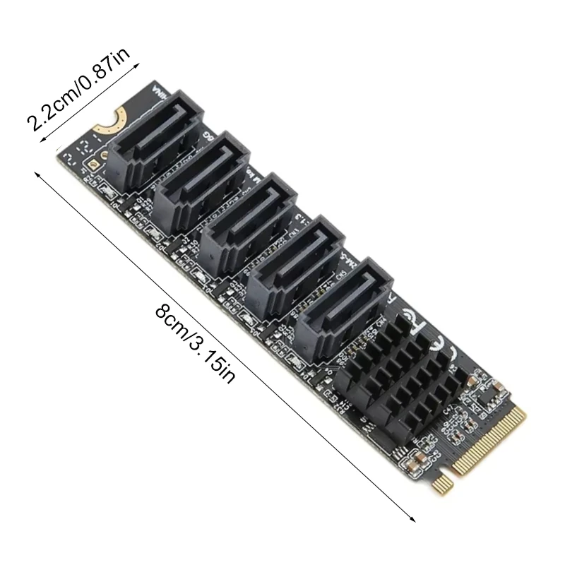 5 portów SATA3.0 SATAIII PCIe M.2 NVME M-KEY 6 Gb/s Karta rozszerzeń dysku SSD HDD JMB585 Chipset, Plug&Play, bez potrzeby sterownika, PH56