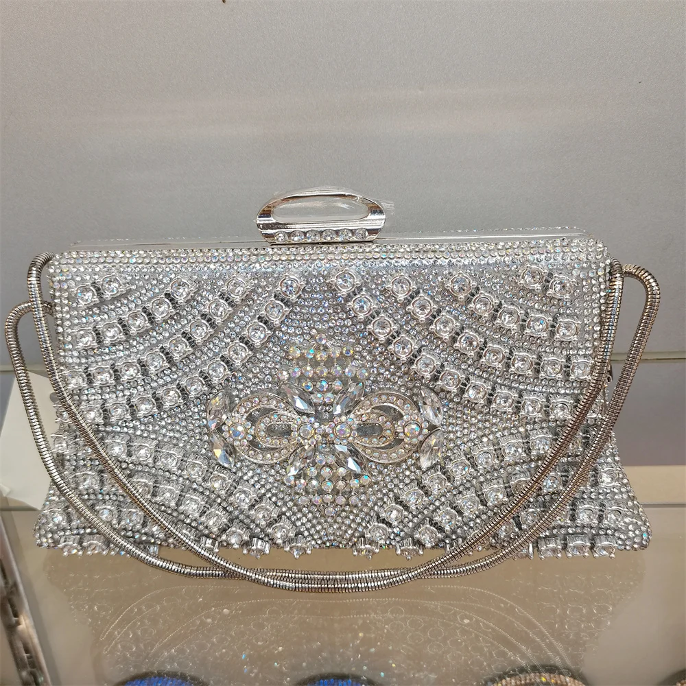 Luxury Women Rhinestone Evening Bag 2024 New Handbag Lady Shoulder Bag Elegant Bling Shiny Diamond Evening Clutch Bag F626-1