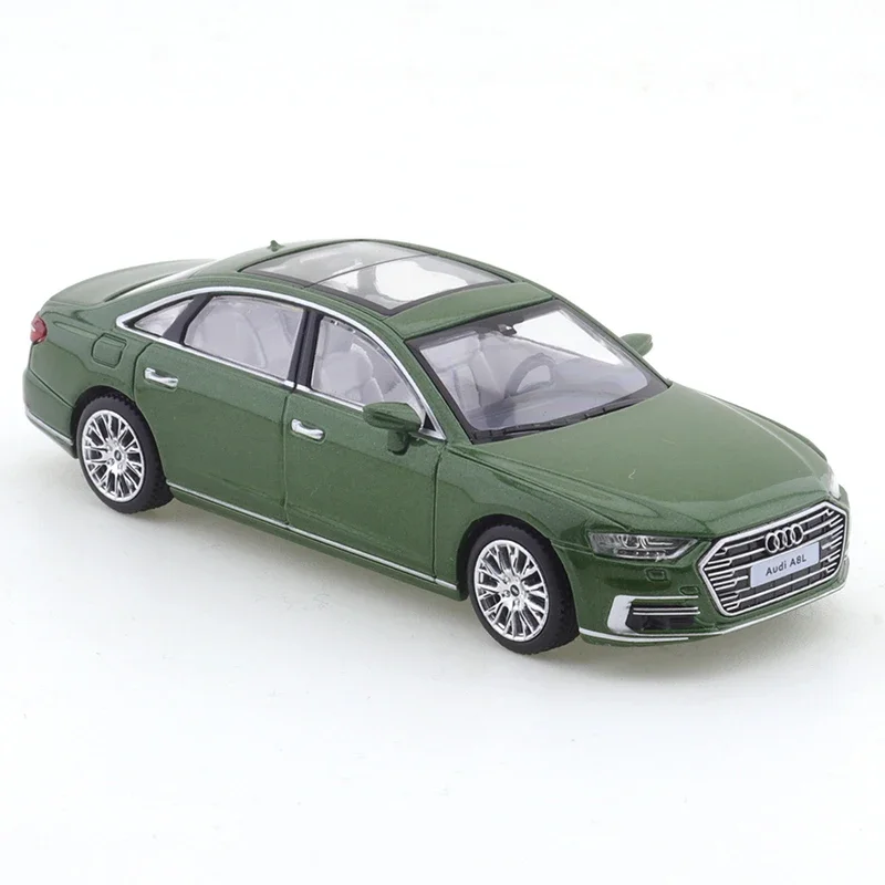 JKM 1/64  Audi A8L 2021 Green Car Alloy Toys Motor Vehicle Diecast Metal Model Kids Xmas Gift Toys for Boys