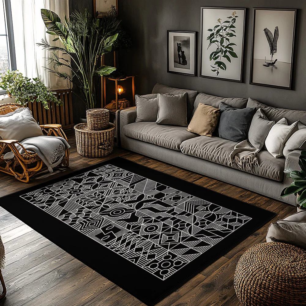 

Богемный ковер, нескользящий моющийся напольный коврик, современный абстрактный геометрический узор, гостиная, спальня, домашний декор, в помещении, на открытом воздухе, Ru