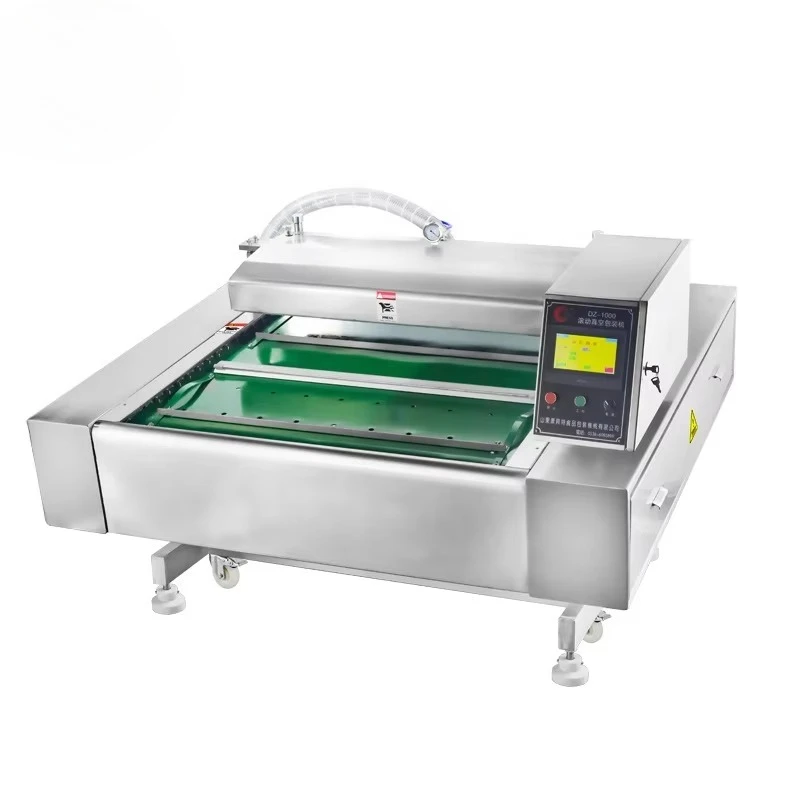 High Industrial Roller Packaging Automatic Continous Rolling Belt Type Fruit Meat Vacuum Packaging Machine