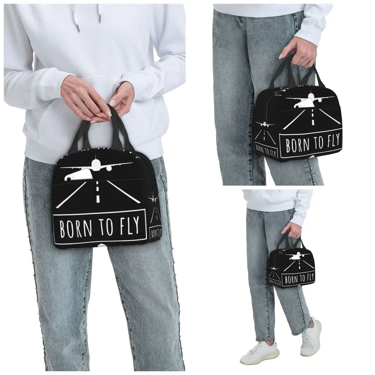 Born To Fly Captain Stripes Flight Pilot Insulated Lunch Bag Office Cooler Thermal Food Box Tote Leakproof Lunch Boxes Container