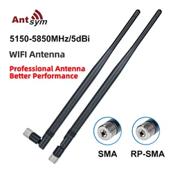 5G Wifi Antenna 5150-5850MHz 5dBi 2-Pieces Pack for Router Male for Wireless Network PC Computer PCIE Card IP Camera FPV Drone