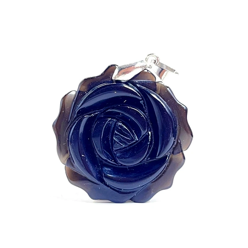 Neuer 35MM Kristall-Geschnitzter Einseitiger Rosen-Anhänger Tigerauge Lapislazuli Amazonit Symbolisches Paar-Liebes-Romantik-Schmuckgeschenk – Detail 4