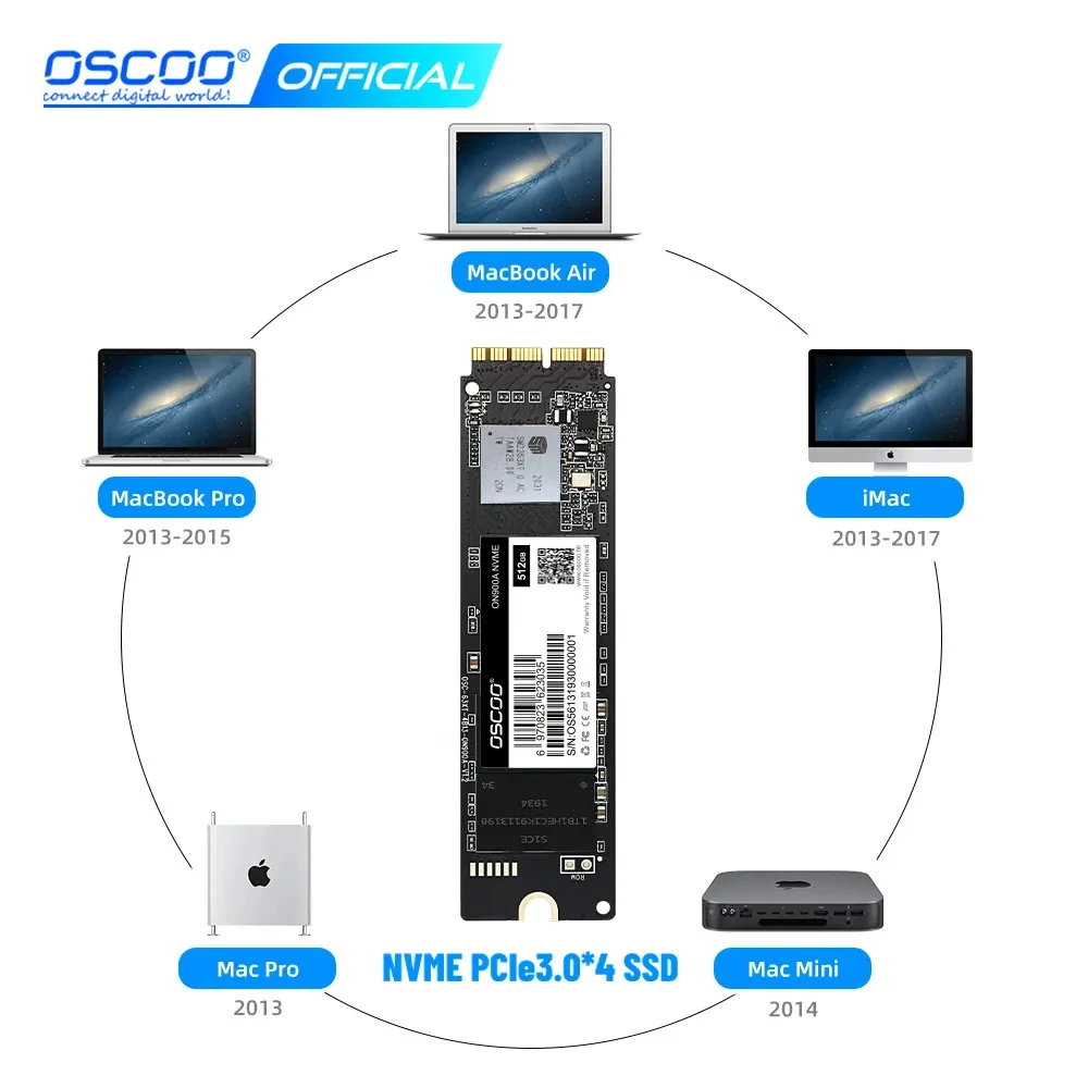 OSCOO 256 ГБ 512 ГБ 1 ТБ M2 PCIe NVME SSD для 2013 2015 Macbook Pro Retina A1502 A1398 Macbook Air A1465 1466 SSD IMac A1419 SSD