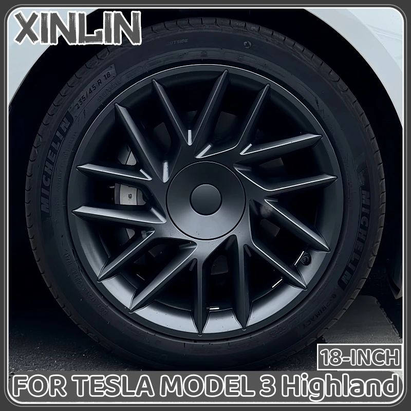 4PCS HubCap for Tesla Model 3 Highland 18 Inch Performance Replacement Wheel Cap Automobile Full Rim Cover Accessories 2023 2024