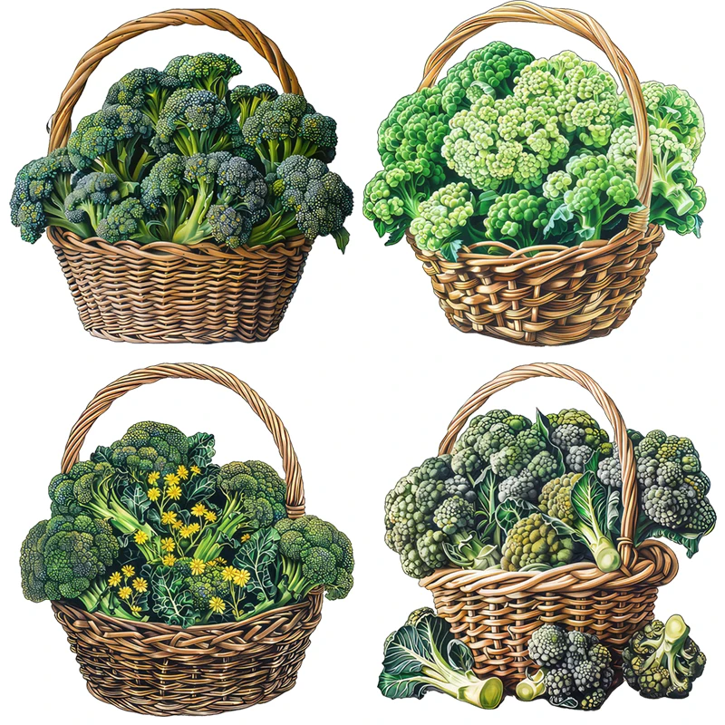 Three Ratels CO113 Rural style broccoli fresh fruits and vegetables cartoon refrigerator sticker simple kitchen wall sticker