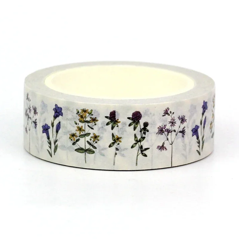 NEW 1PC 10M Decor Retro Botanic Herbs Wild Flowers Washi Tape for Scrapbooking Diary Masking Tape Cute Journaling Stationery