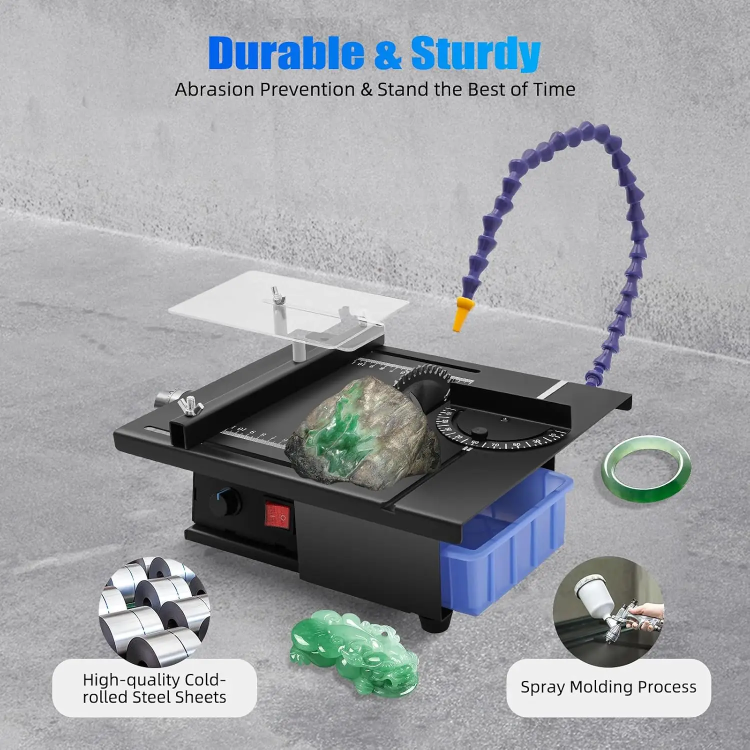 NEW Rock Saw for Cutting Rocks, 1850w Jewelry Polisher Grinder, Adjustable 0-10000rpm Lapidary saw with Cooling System Cold-Rolled Steel Construction for Gem, Jade, Woodworking - view 2