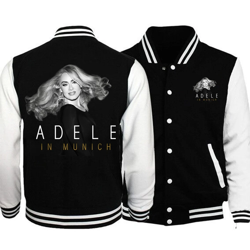 Adele In Munich Tour 2024  Baseballs Jackets Button Leather Sleeve Sports Coat Women Men Team Baseball Jacket Hoodie