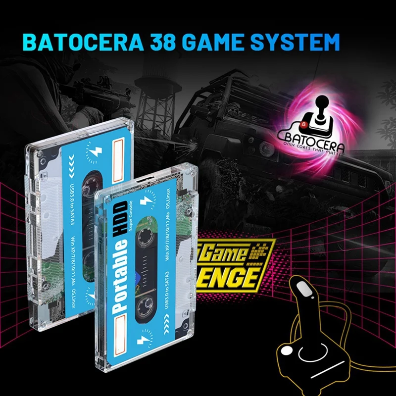 قرص صلب متنقل 500G HDD مدمج 60000+ ألعاب 70+ محاكيات 38 نظام ألعاب لـ Win7/8/10/11