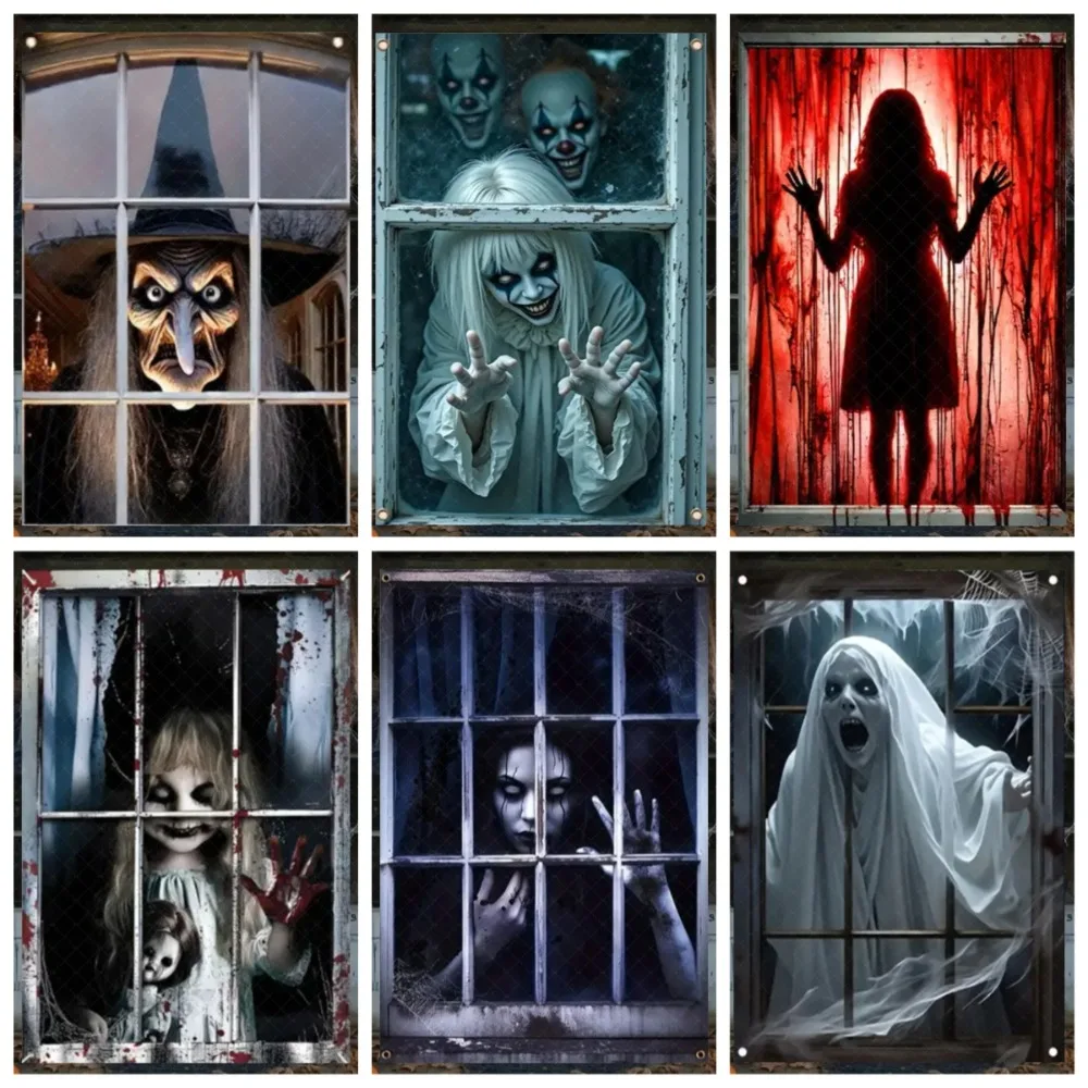 

Halloween Horror Curtains, Witch Zombie Ghost Theme Banner Backdrop, Halloween Party, Home Decoration Photography Backdrop Cloth