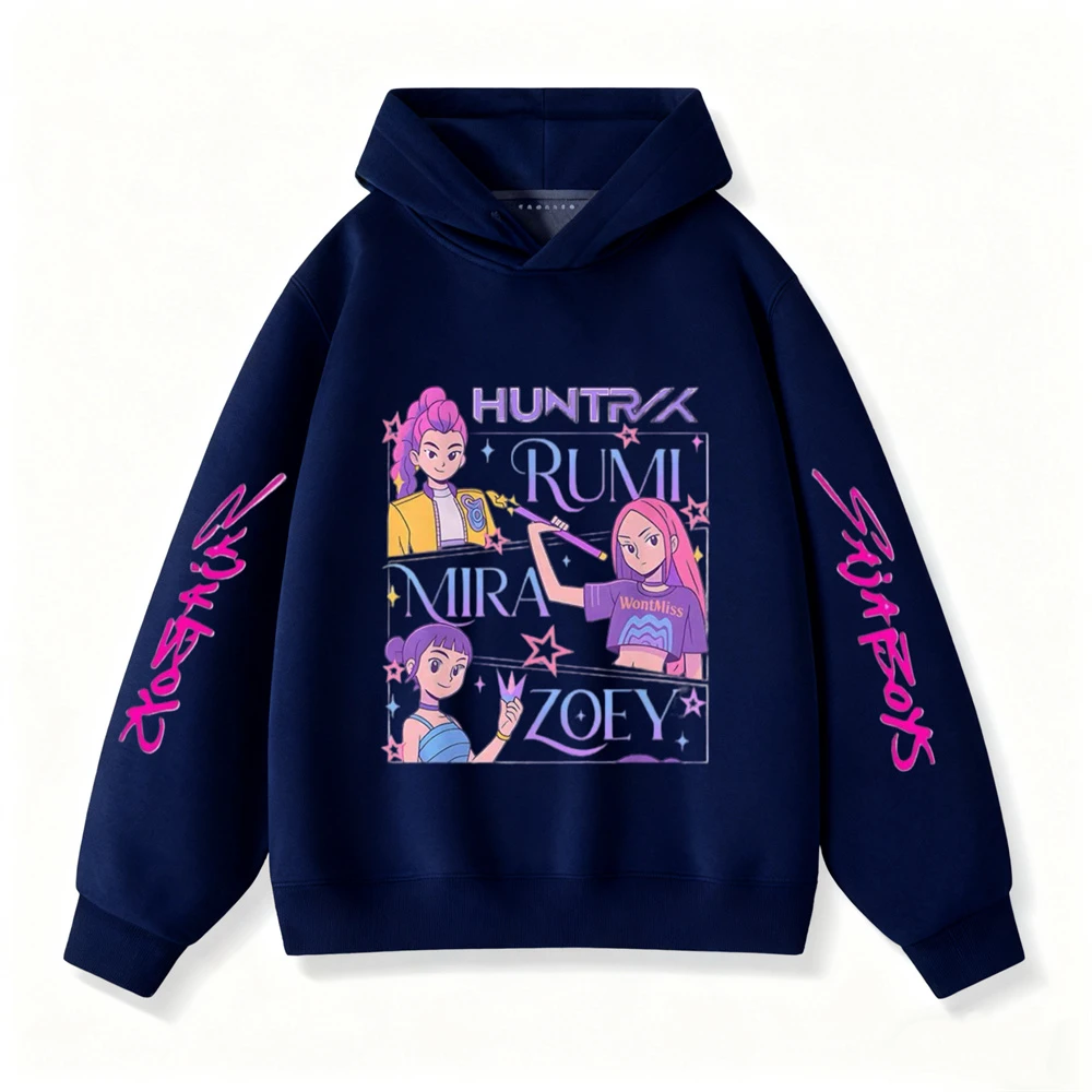 شيطان الصيادين Huntrix بلوزات العصرية هوديس غير رسمية نمط جديد الفتيات الطفل طويلة الأكمام طفل Crewneck مقنعين البلوفرات