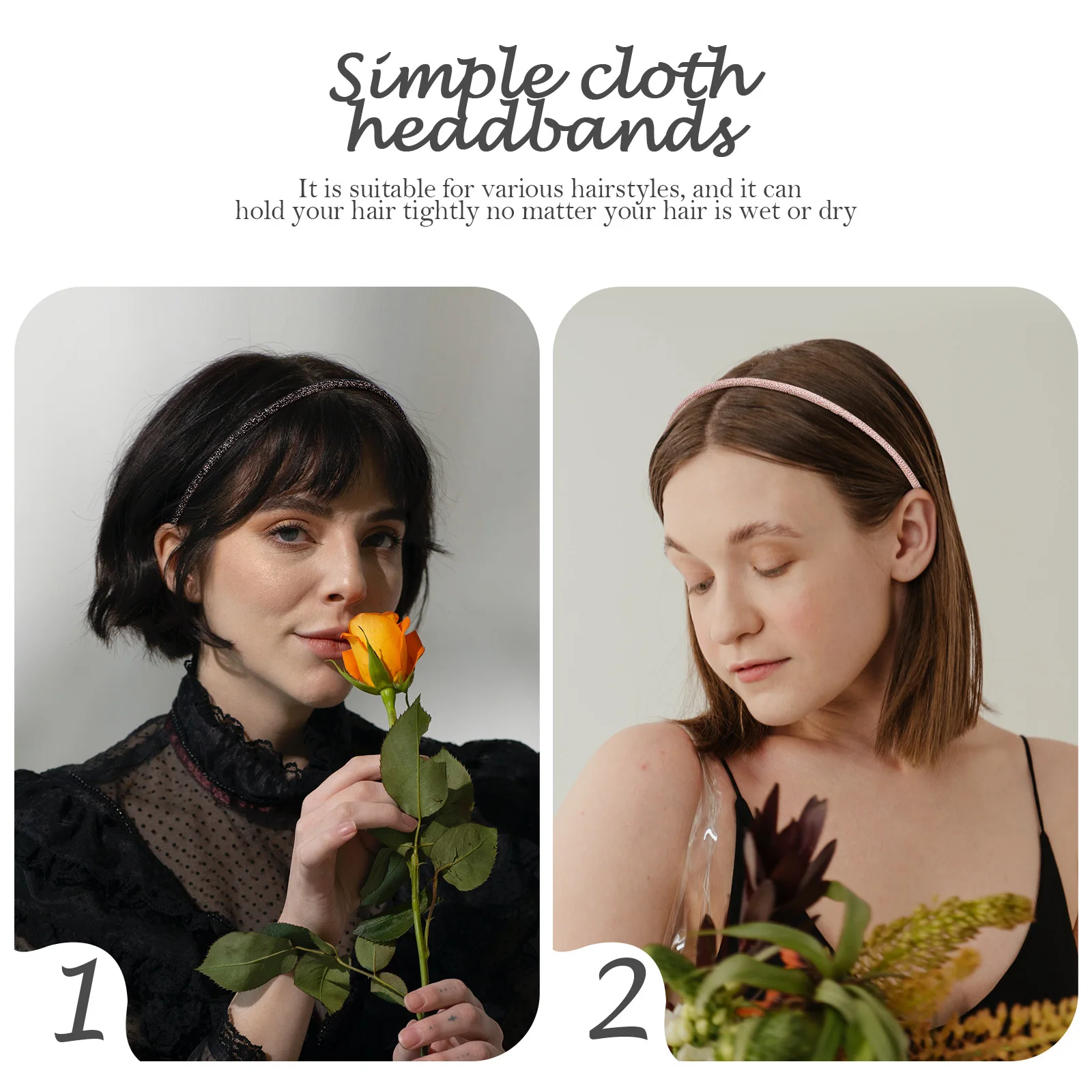 

5Pcs Thin Cloth Covered Headbands for Women Girls Fashionable Nifty Party Family Gathering Concerts Solid Color