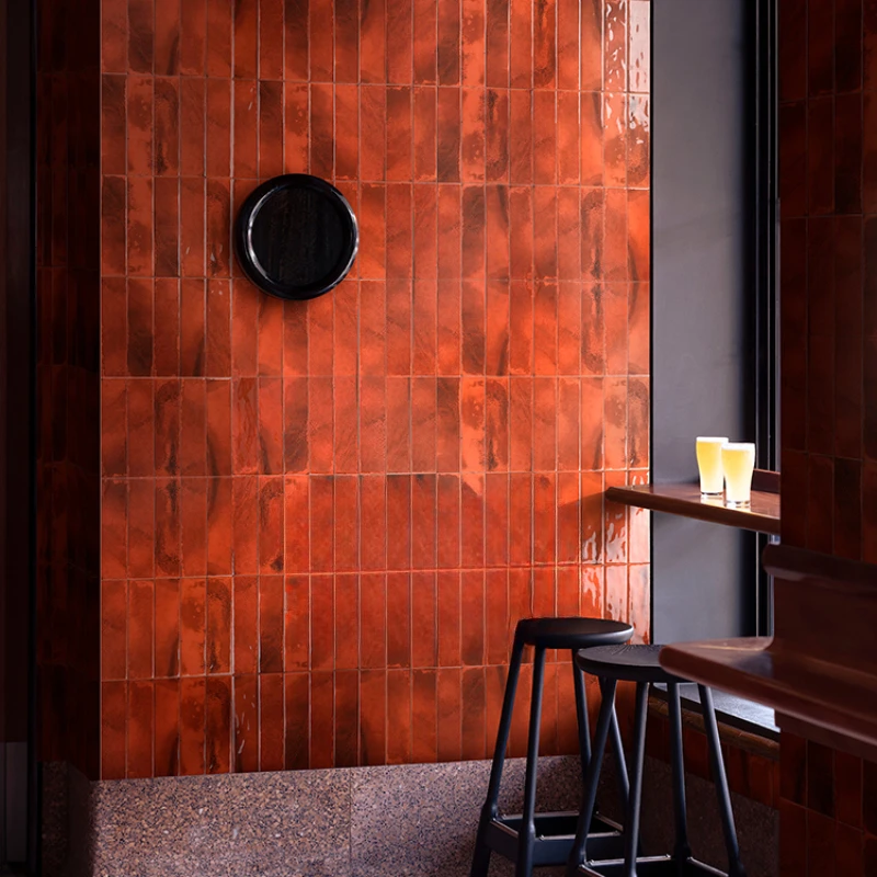 Orange Red Long Brick Emerald Bathroom Tile