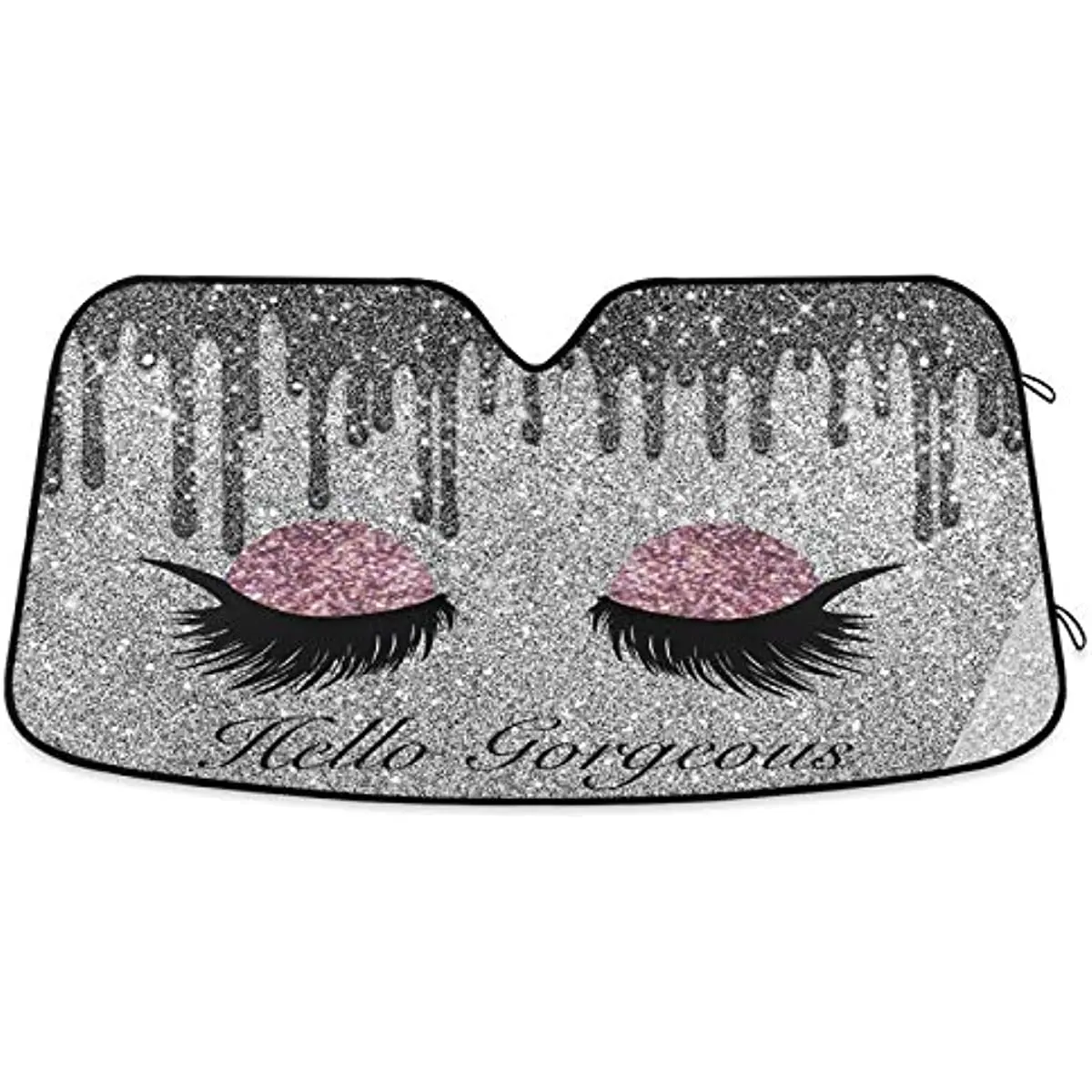 

YiGee Eyeshadow with Hello Gorgeous Car Windshield Sun Shade - Blocks UV Rays Sun Visor Protector, Sunshade to Keep Your Vehicle