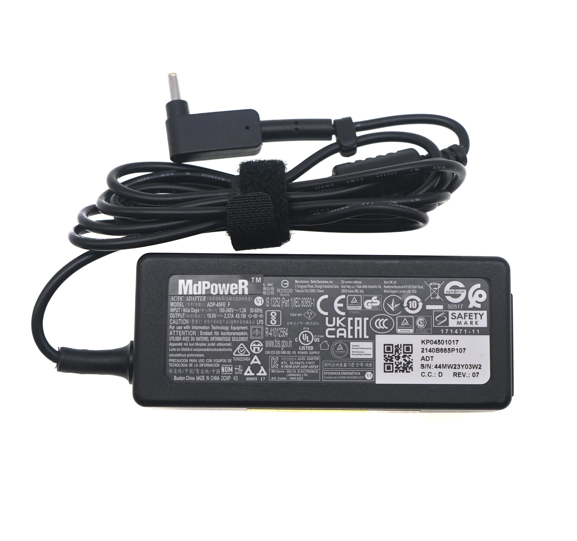 

Delta 45W AC Adapter Charger For ACER Laptop 19V 2.37A 45W 3.0x1.0mm ADP-45FE F Power Supply Adaptor