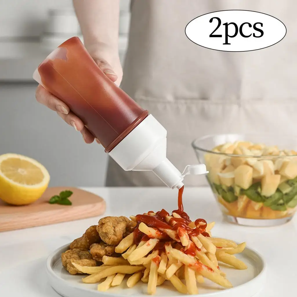 2x Condiment Dispenser Empty Tomato Ketchup Bottle for Outdoor Kitchen Home
