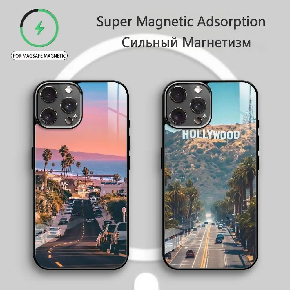 

California Travel Los Angeles Phone Case For iPhone17,16,15,14,13,12,11 Plus,Pro Max Magnetic For Magsafe Wireless Charging