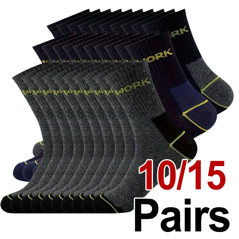 10/15 pares de calcetines de tubo medio a prueba de olores de negocios de alta calidad para hombres calcetines deportivos de ocio transpirables absorbentes del sudor para todas las estaciones