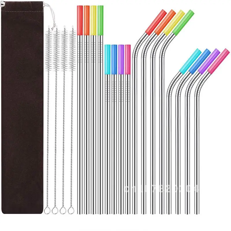 

Premium Titanium-Plated Color Stainless Steel Straw Package with Silicone Mouth - The Ultimate Eco-Friendly Solution for Sippin