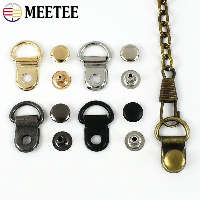 10/20/50Sets 9*14mm Metal D Ring Buckle Hiking Climbing Boots Connector Clasp Bag Strap Shoes Carabiner Installation Nails Craft