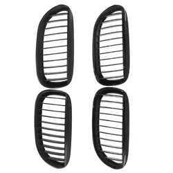 2pcs Front Bumper Kidney Grill Grille Gloss Black Racing Grills For BMW E63 E64 650i M6 2004 2005-2010 51137008915 51137008916