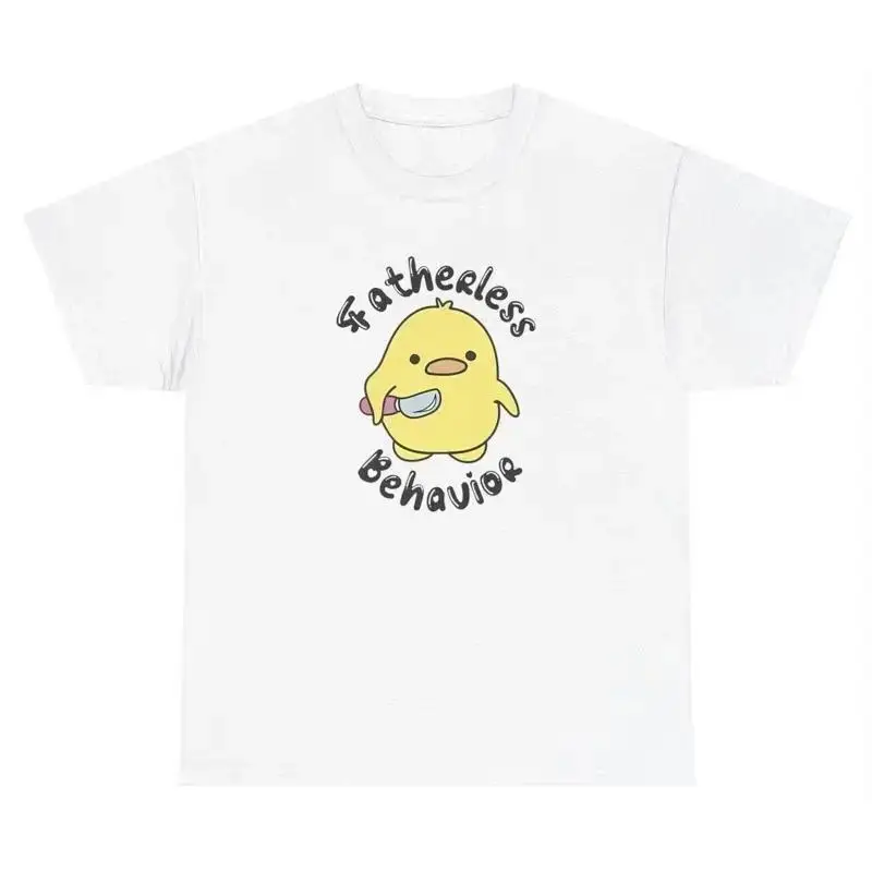 Fatherless Behavior T Shirt Funny Duck Lover Knife Y2K Dank Meme Gen Z Silly Tee