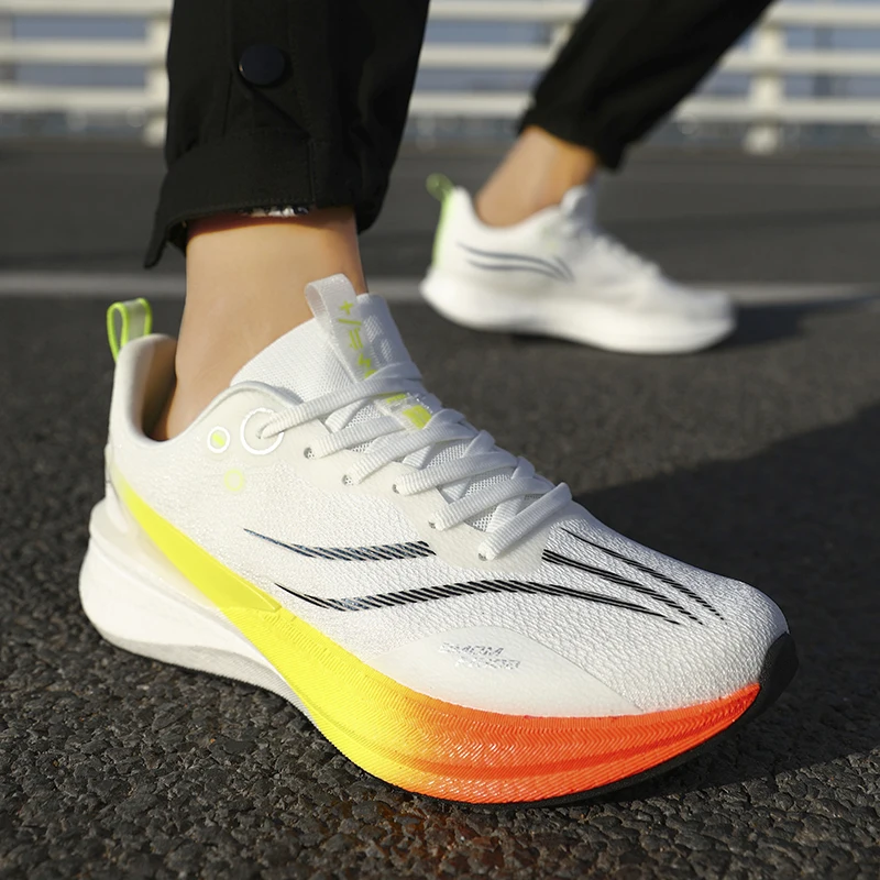 

Sports and leisure shoes, men's shoes, marathon oversized air cushioned shoes, fly woven all season rubber, wear-resistant, anti