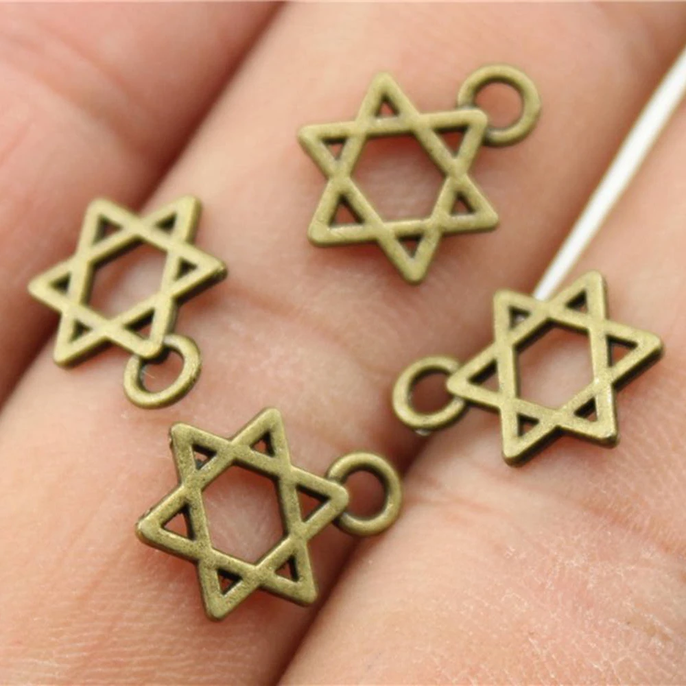 WYSIWYG 40pcs 13x10mm 3 Colors DIY For Bracelet Necklace Star Of David Charm Star Of David Pendant