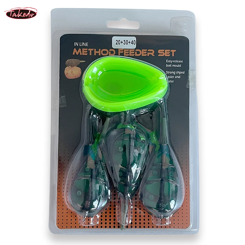 TAKEDO TN15 20G 30G 40G 50G 60G Bait Thrower Carp Feeder Carp Fishing Method Feeder And Mould Carp Fishing Tackle Set