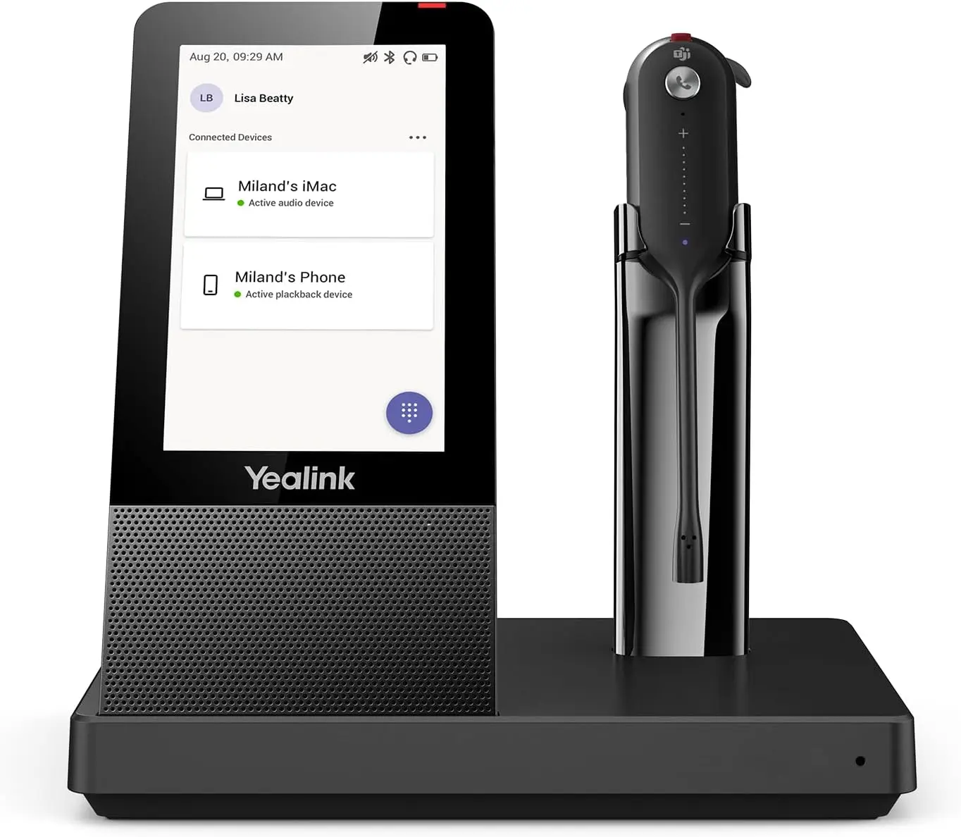 Wireless DECT Headset, Teams Certified, Compatible with Desk Phone, PC, Mobile Phone, Noise Cancelling Mic, 394ft Range