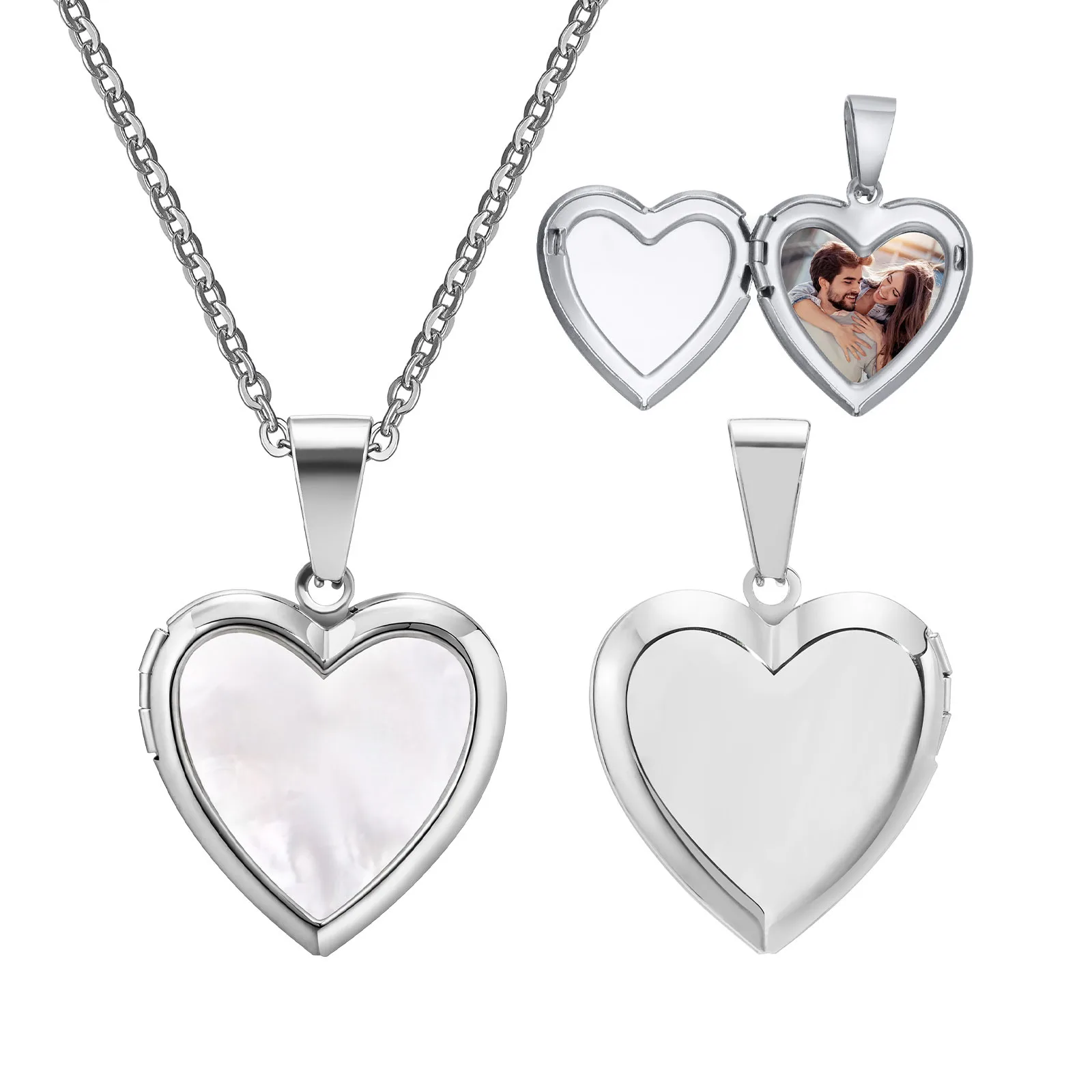 Gepersonaliseerde foto medaillon hart ketting voor vrouwen, gratis aangepaste afbeelding foto Memorial liefde hanger, roestvrijstalen sieraden